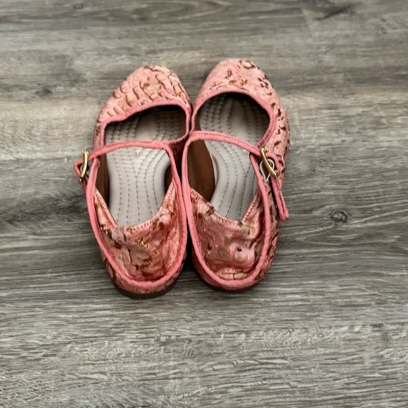 Women's Free People Evie Mary Jane Pink Brocade Lace Convertible Flats In Pink - Picture 7 of 15